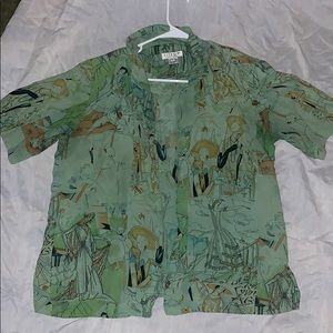 Cute green button up